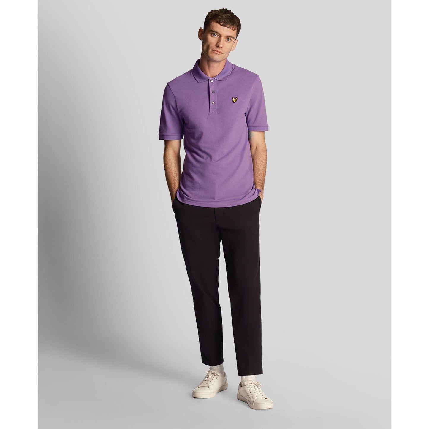 Purple - Back - Lyle & Scott Mens Plain Polo Shirt