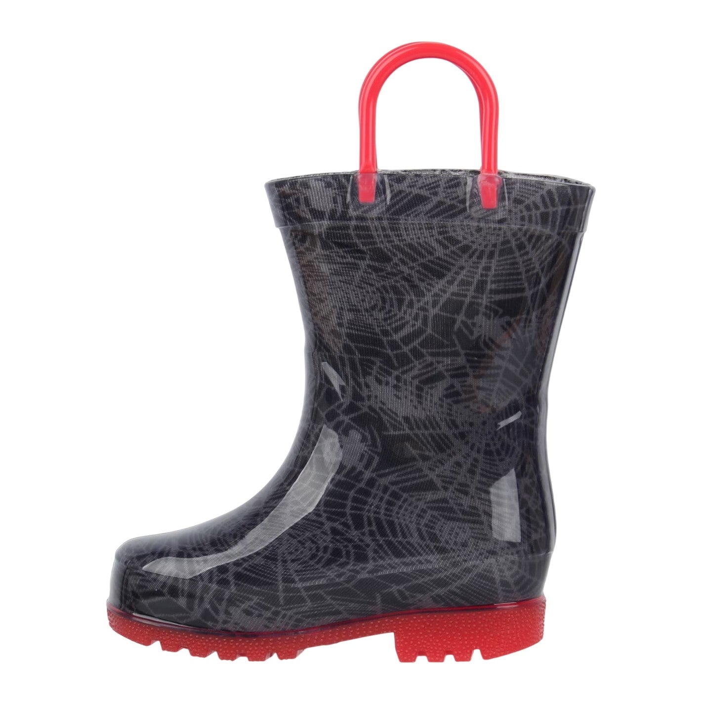 Red-Black - Back - Spider-Man Childrens-Kids Spider Web Light Up Wellington Boots