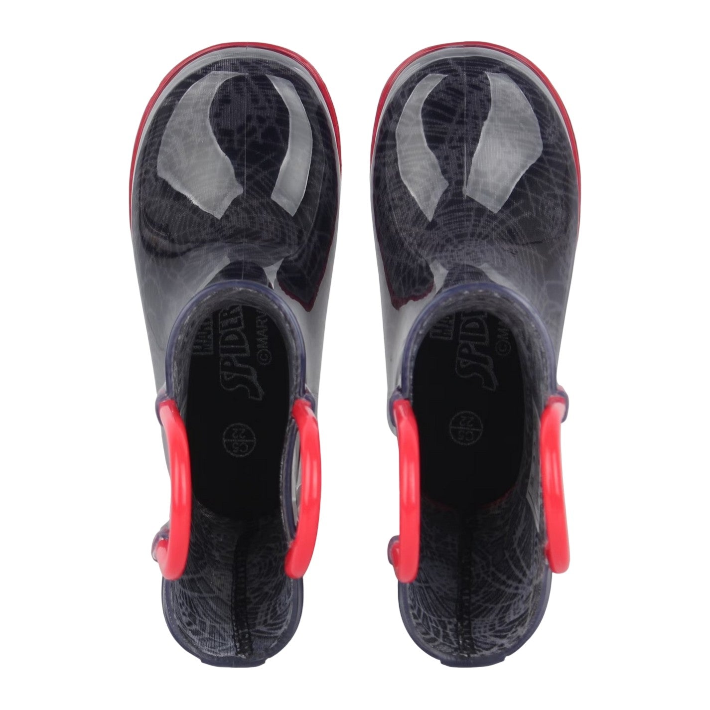 Red-Black - Side - Spider-Man Childrens-Kids Spider Web Light Up Wellington Boots