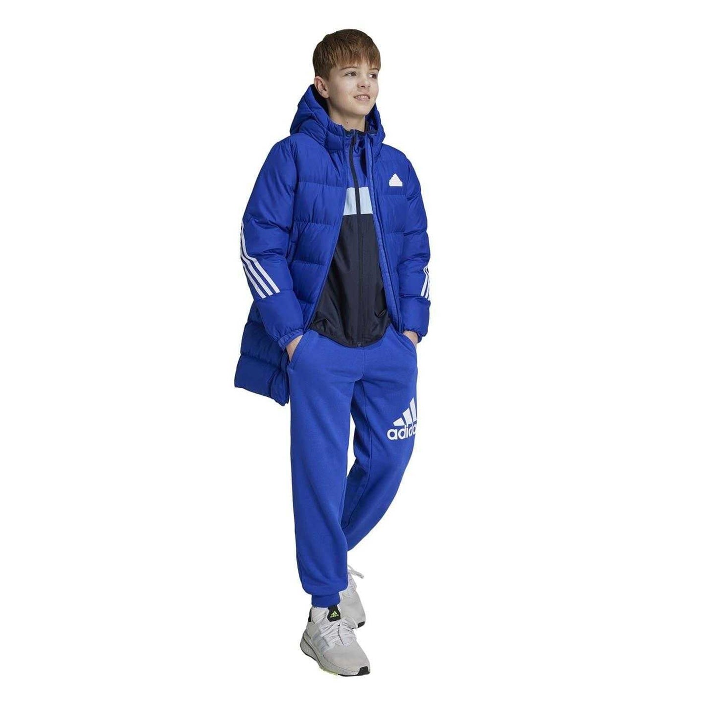 Blue - Side - Adidas Childrens-Kids Future Icons 3 Stripes Padded Jacket