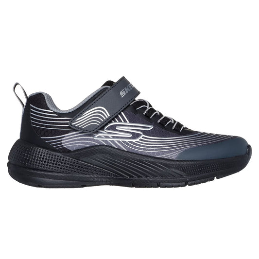 Black-Silver-White - Front - Skechers Boys Microspec Advance Trainers