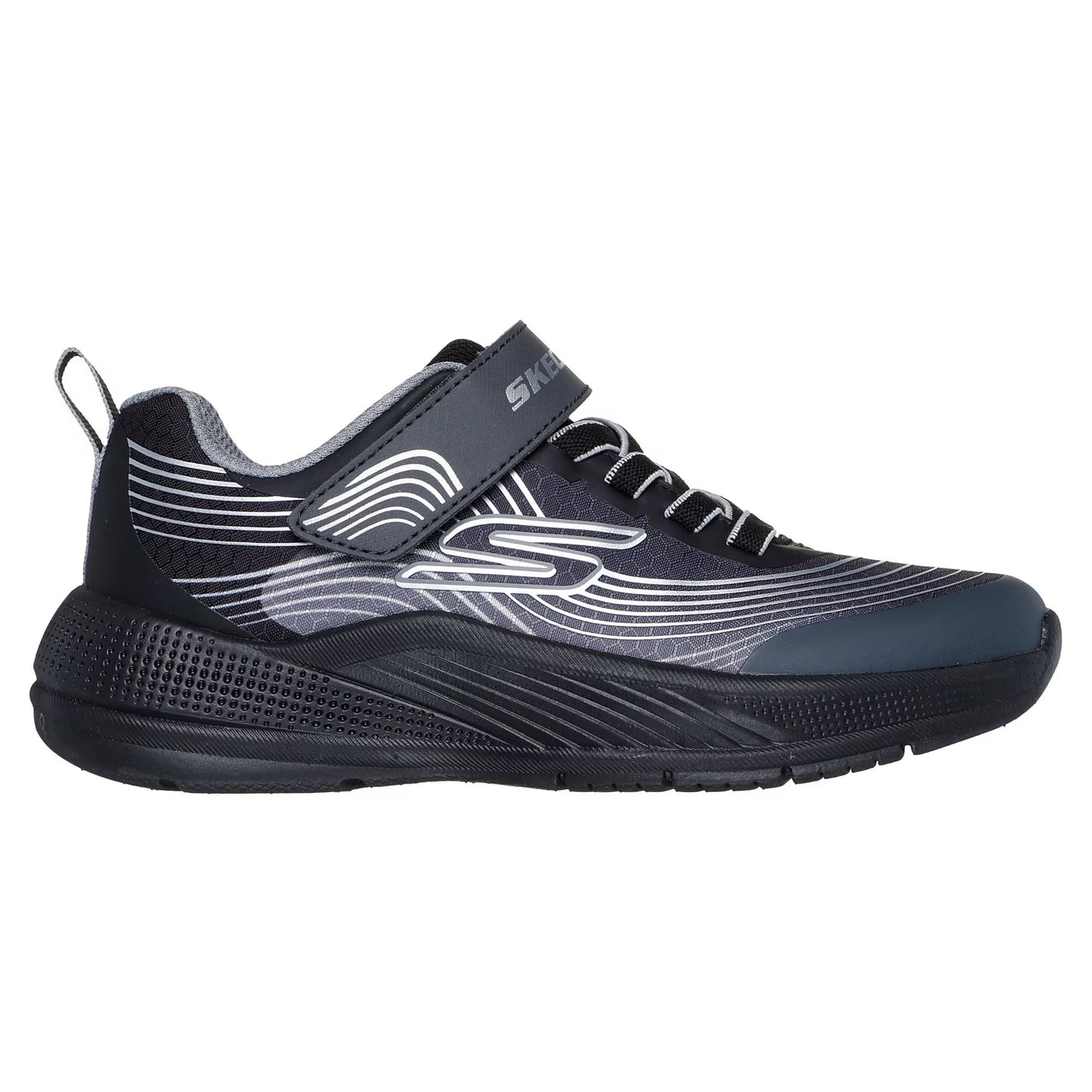 Black-Silver-White - Front - Skechers Boys Microspec Advance Trainers