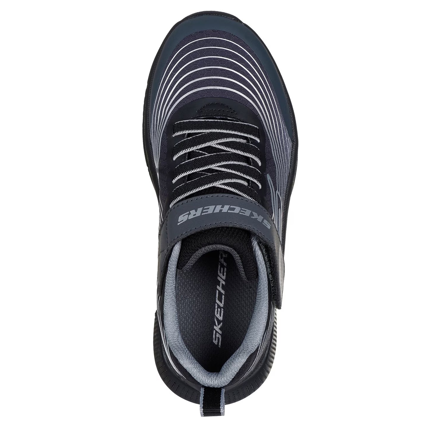 Black-Silver-White - Side - Skechers Boys Microspec Advance Trainers