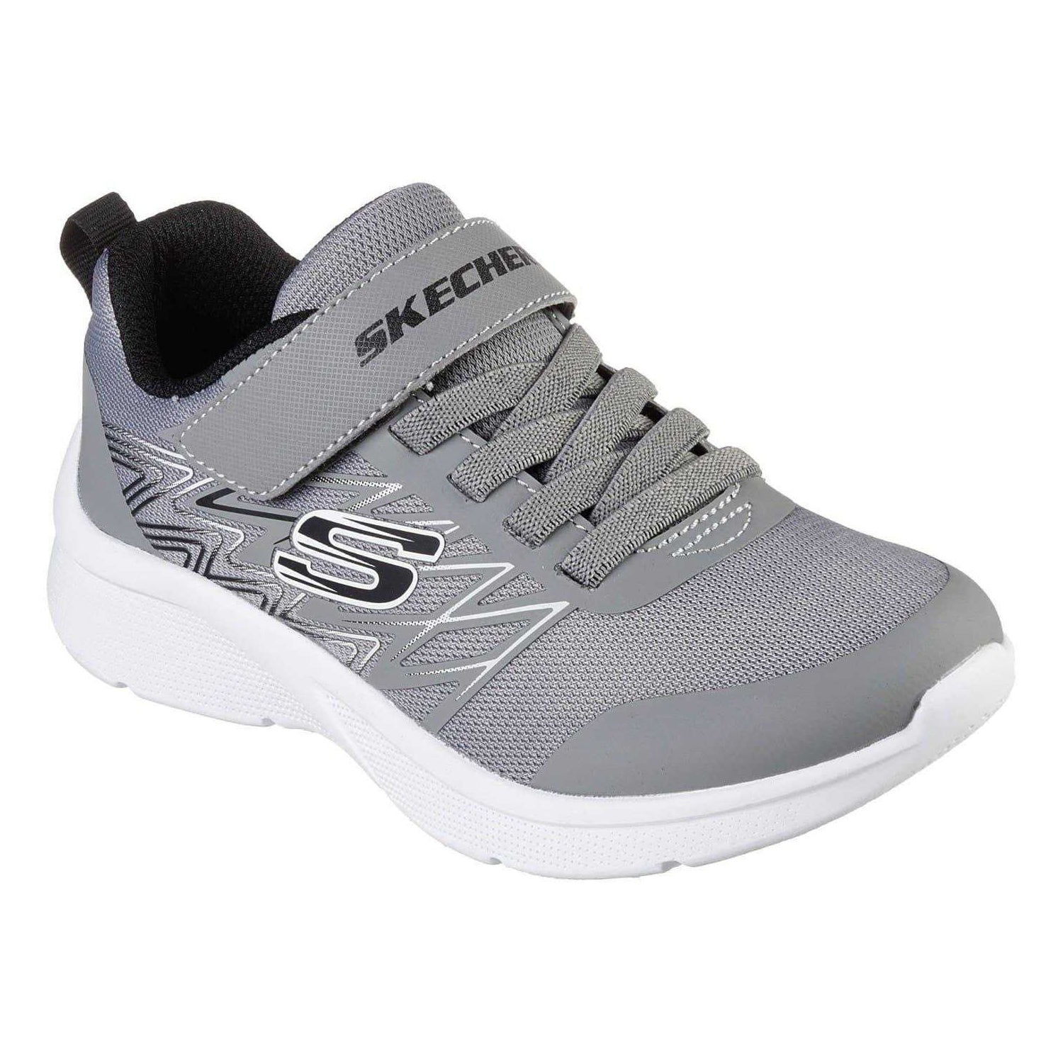 Grey-Black - Pack Shot - Skechers Boys Microspec Advance Trainers