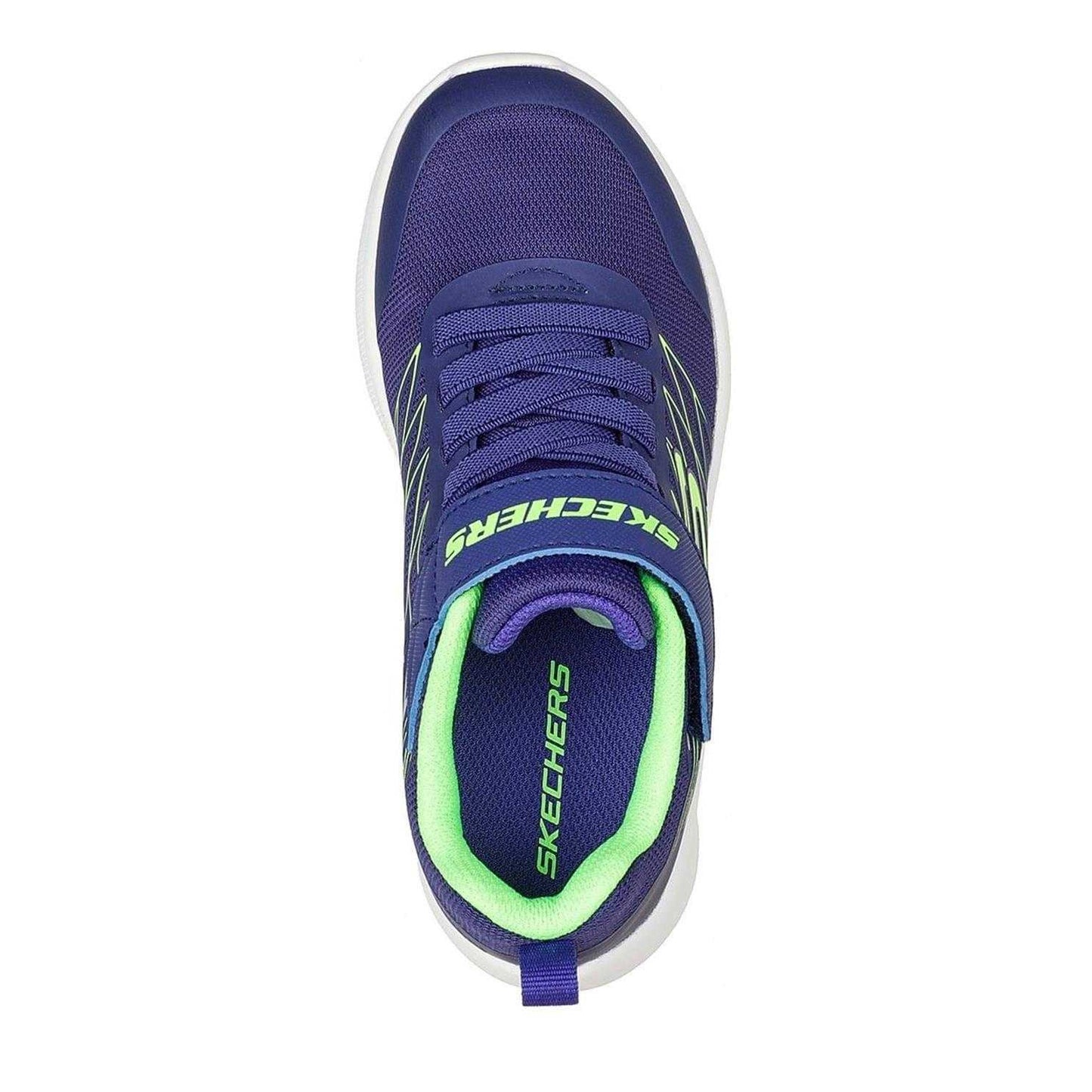 Navy-Lime - Side - Skechers Boys Microspec Advance Trainers