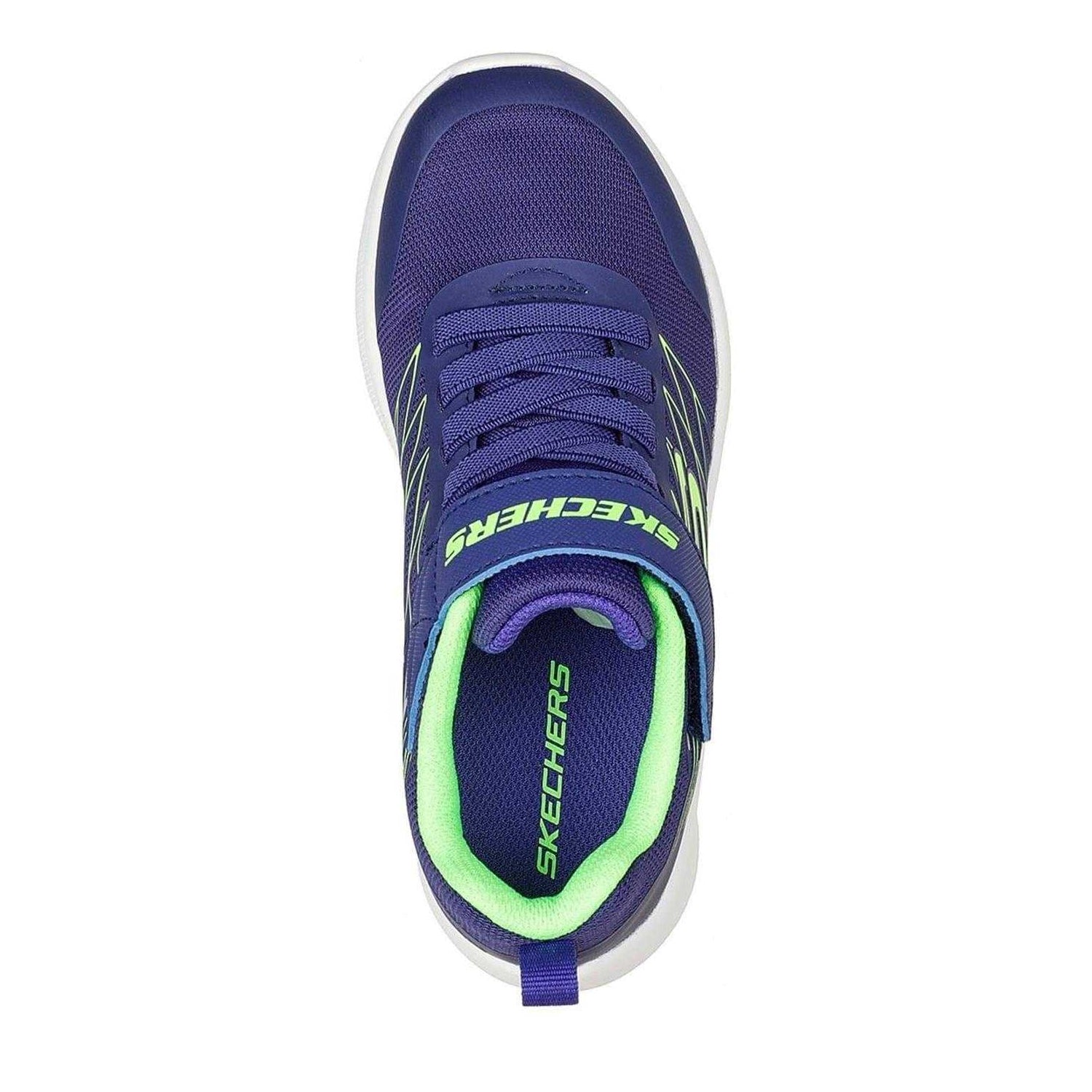 Navy-Lime - Side - Skechers Boys Microspec Advance Trainers