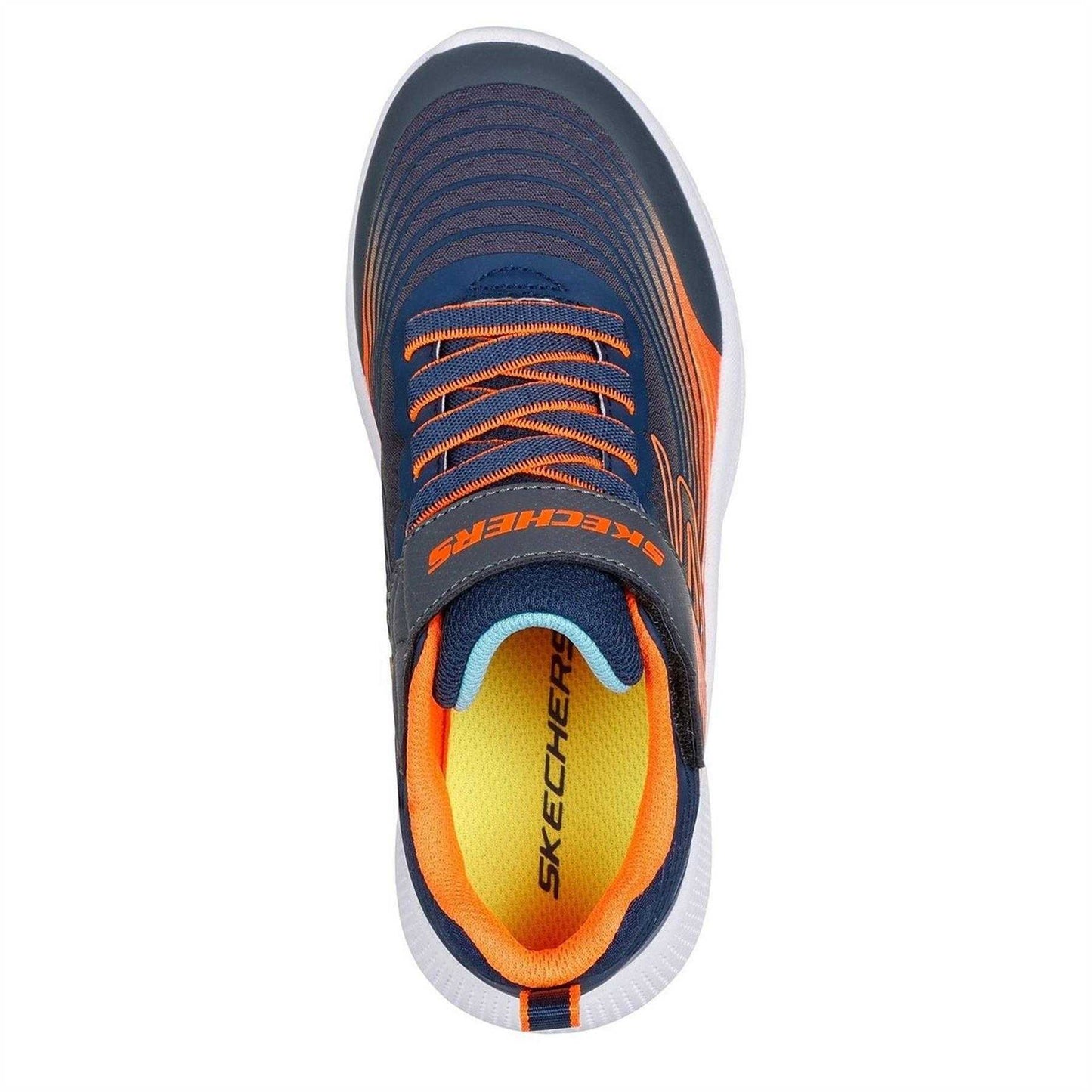 Navy-Orange - Side - Skechers Boys Microspec Advance Trainers