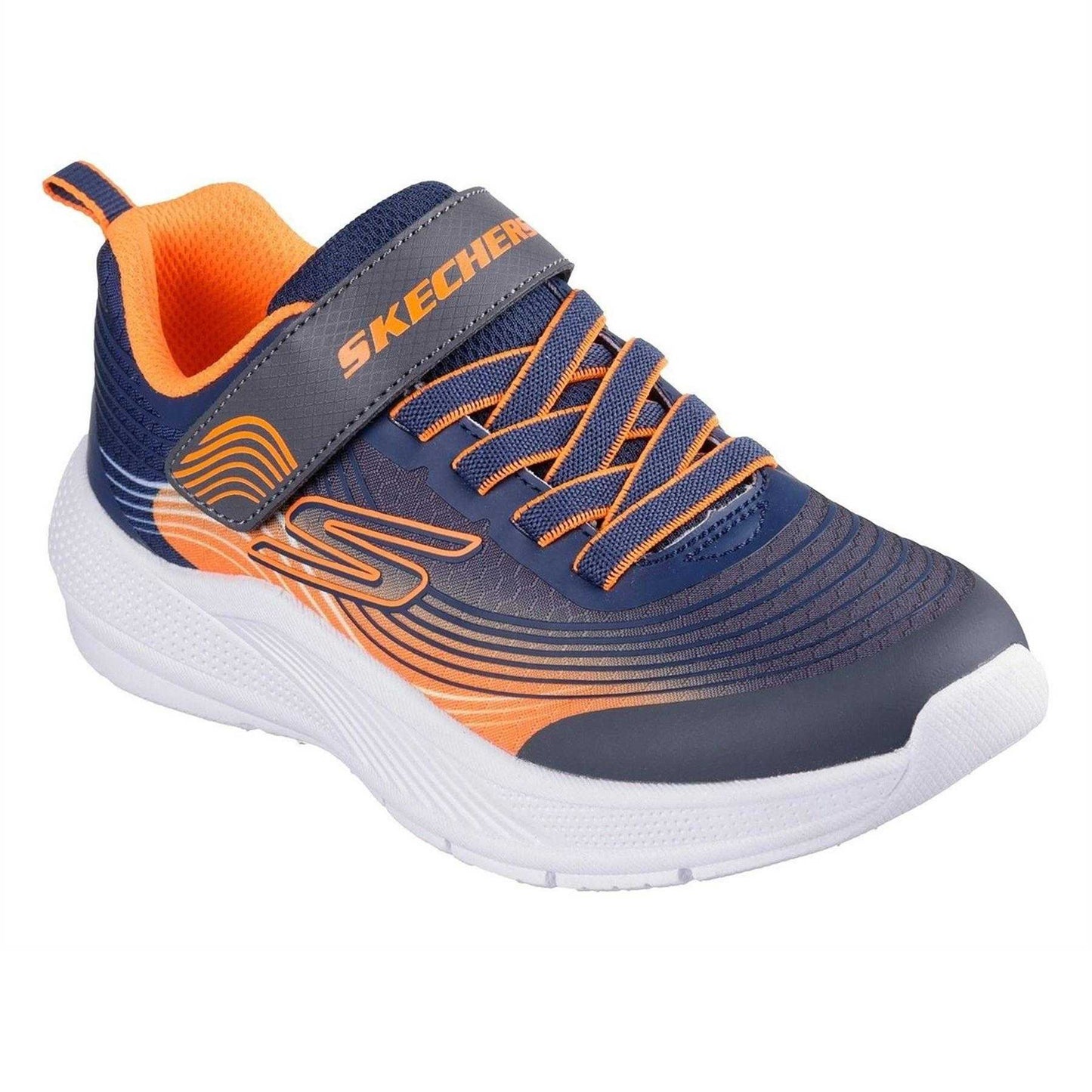 Navy-Orange - Pack Shot - Skechers Boys Microspec Advance Trainers