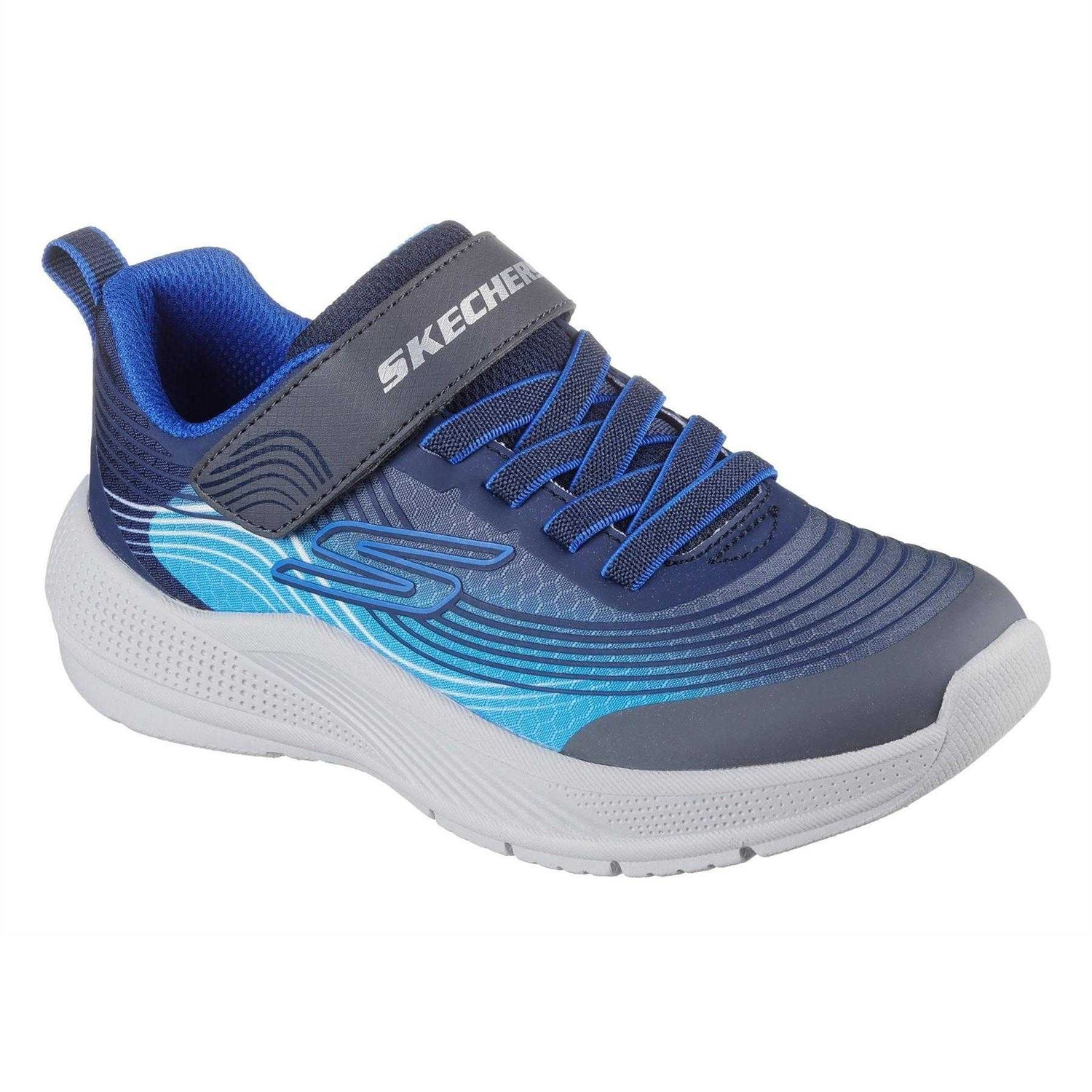 Black-Blue - Pack Shot - Skechers Boys Microspec Advance Trainers
