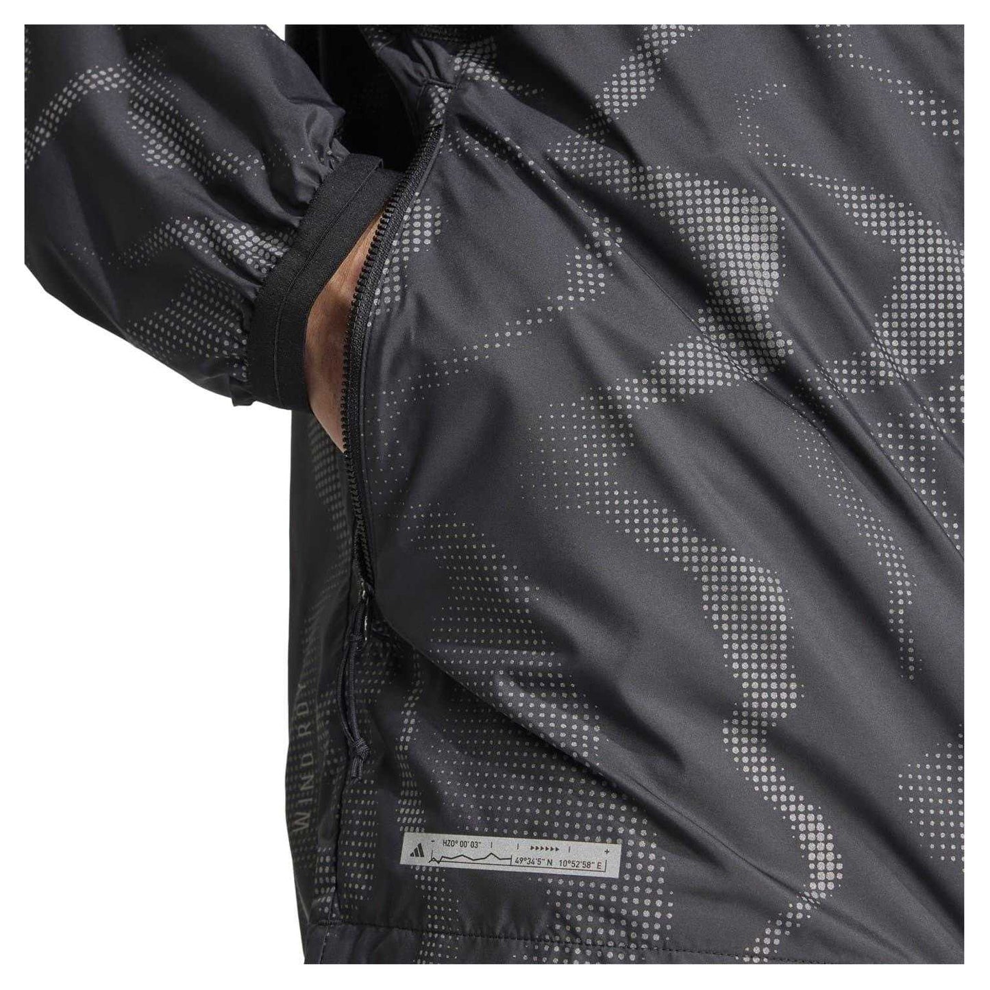 Black - Side - Adidas Mens Ultimate WIND RDY Running Jacket