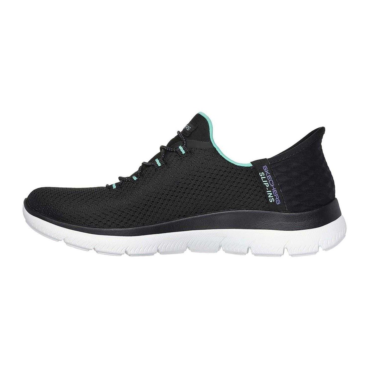 Black-Turquoise - Back - Skechers Mens Summits - Diamond Dream Slip-In Casual Shoes