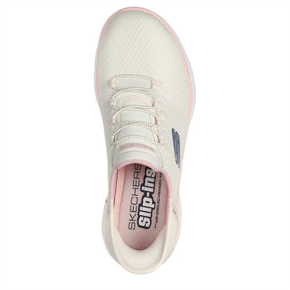 Off White-Pink - Side - Skechers Mens Summits - Diamond Dream Slip-In Casual Shoes