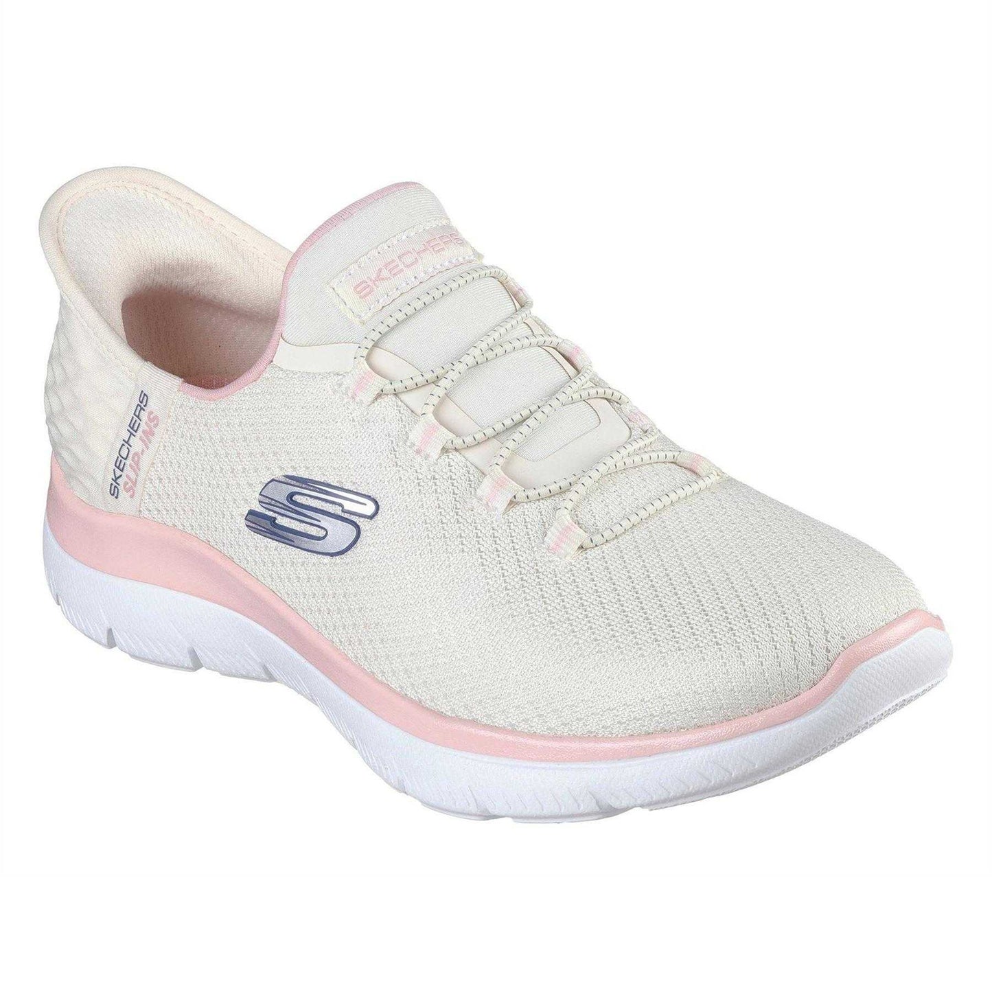 Off White-Pink - Pack Shot - Skechers Mens Summits - Diamond Dream Slip-In Casual Shoes