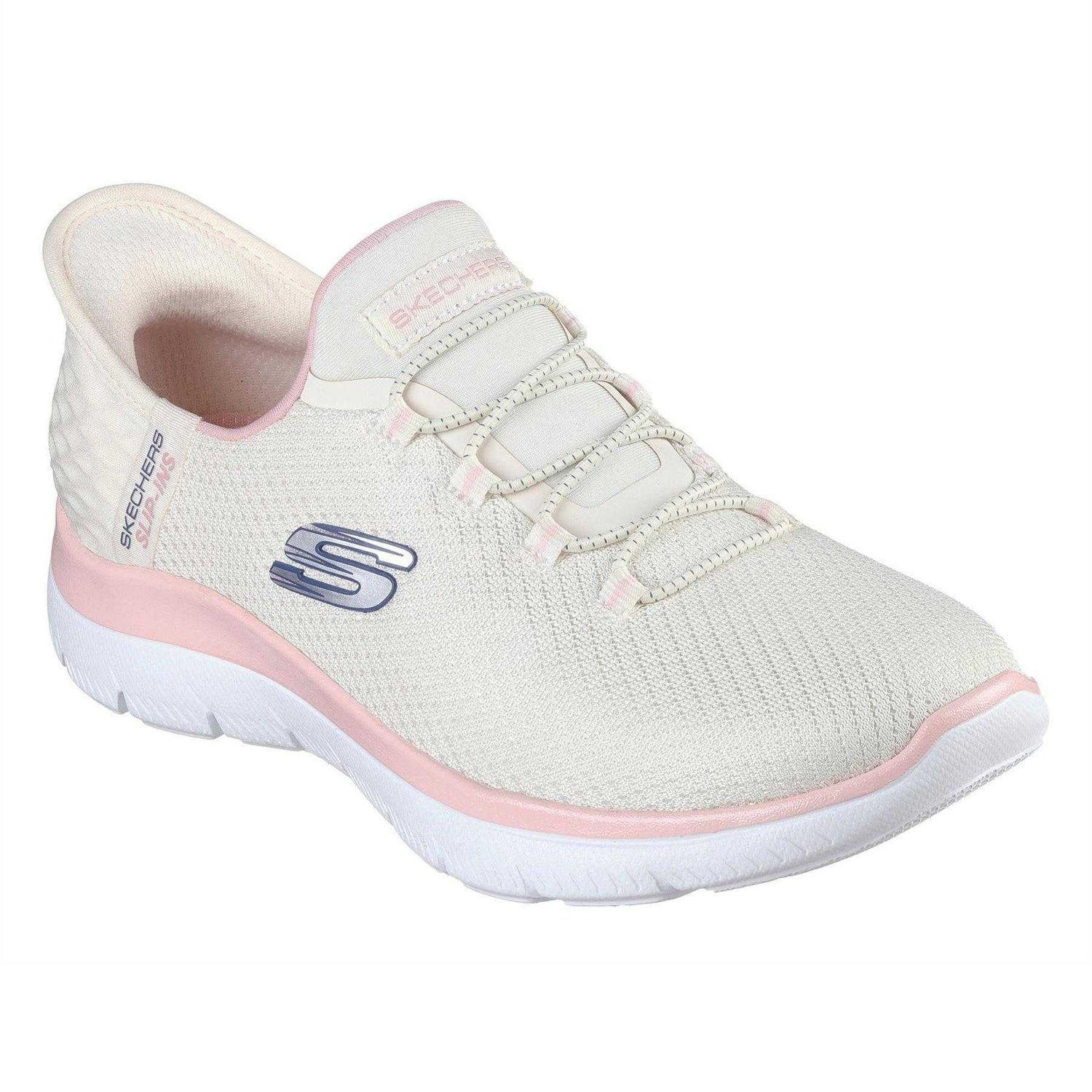Off White-Pink - Pack Shot - Skechers Mens Summits - Diamond Dream Slip-In Casual Shoes