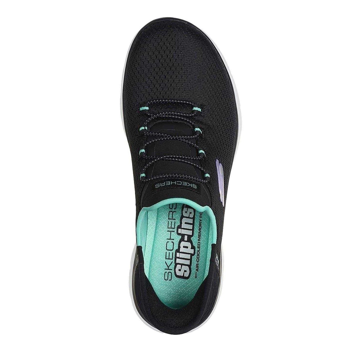 Black-Turquoise - Side - Skechers Mens Summits - Diamond Dream Slip-In Casual Shoes