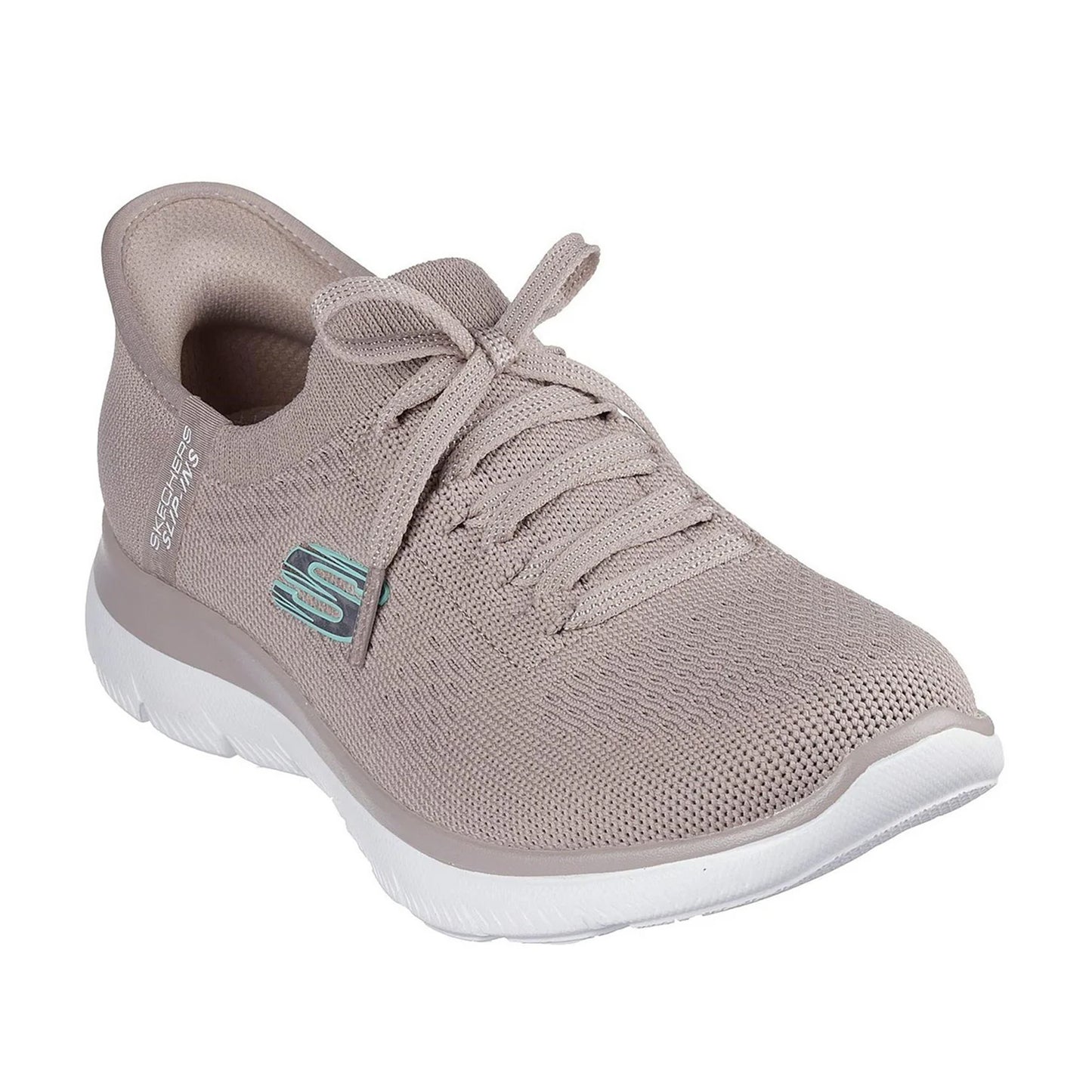 Taupe-Mint - Pack Shot - Skechers Mens Summits - Diamond Dream Slip-In Casual Shoes