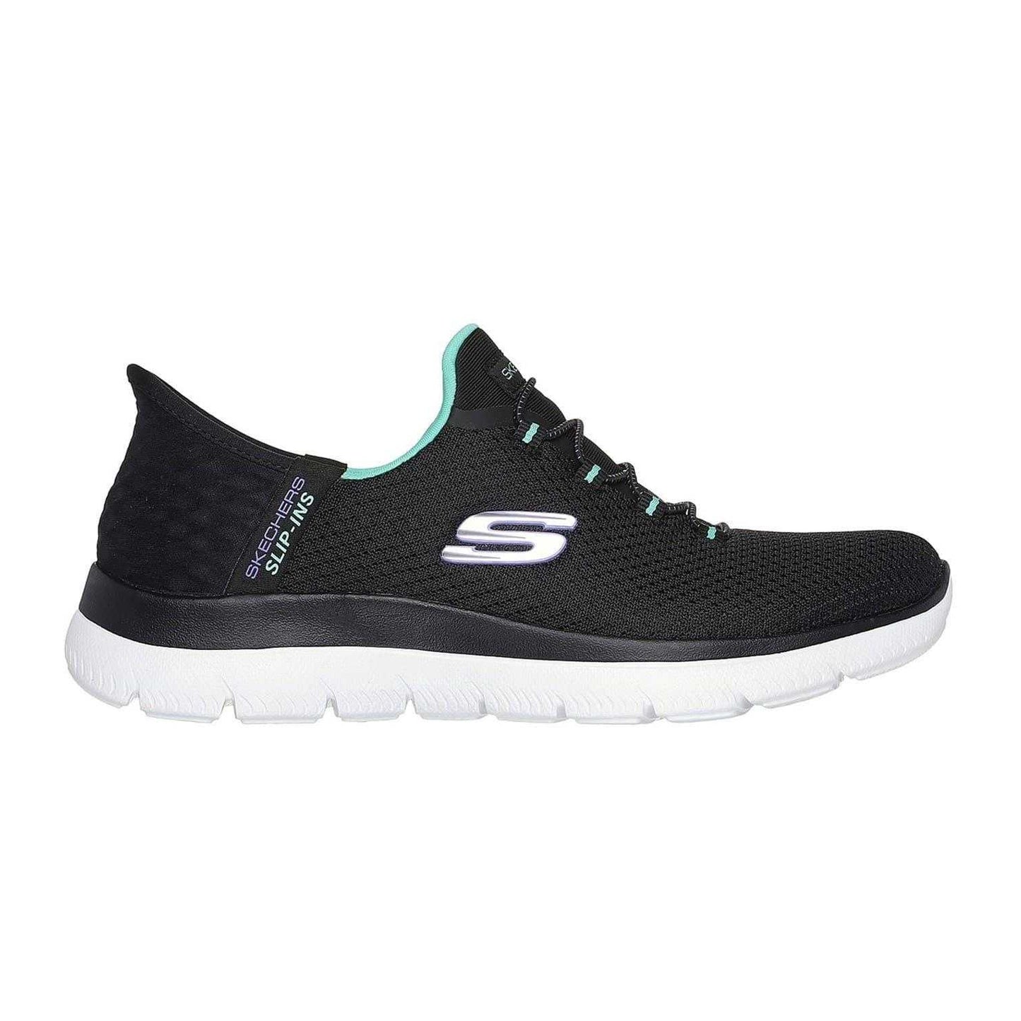 Black-Turquoise - Front - Skechers Mens Summits - Diamond Dream Slip-In Casual Shoes