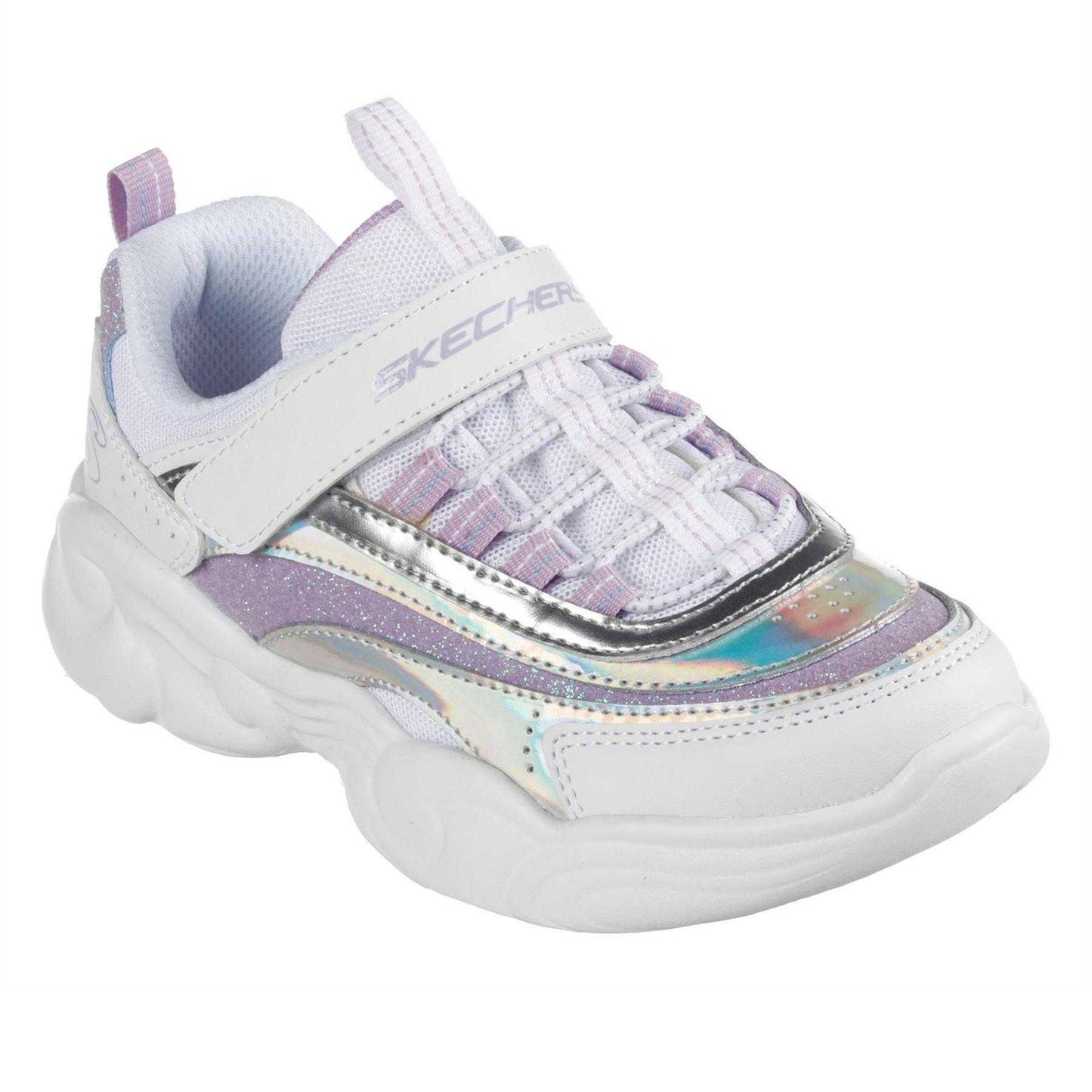 White-Lavender - Front - Skechers Childrens-Kids Low Cut Trainers