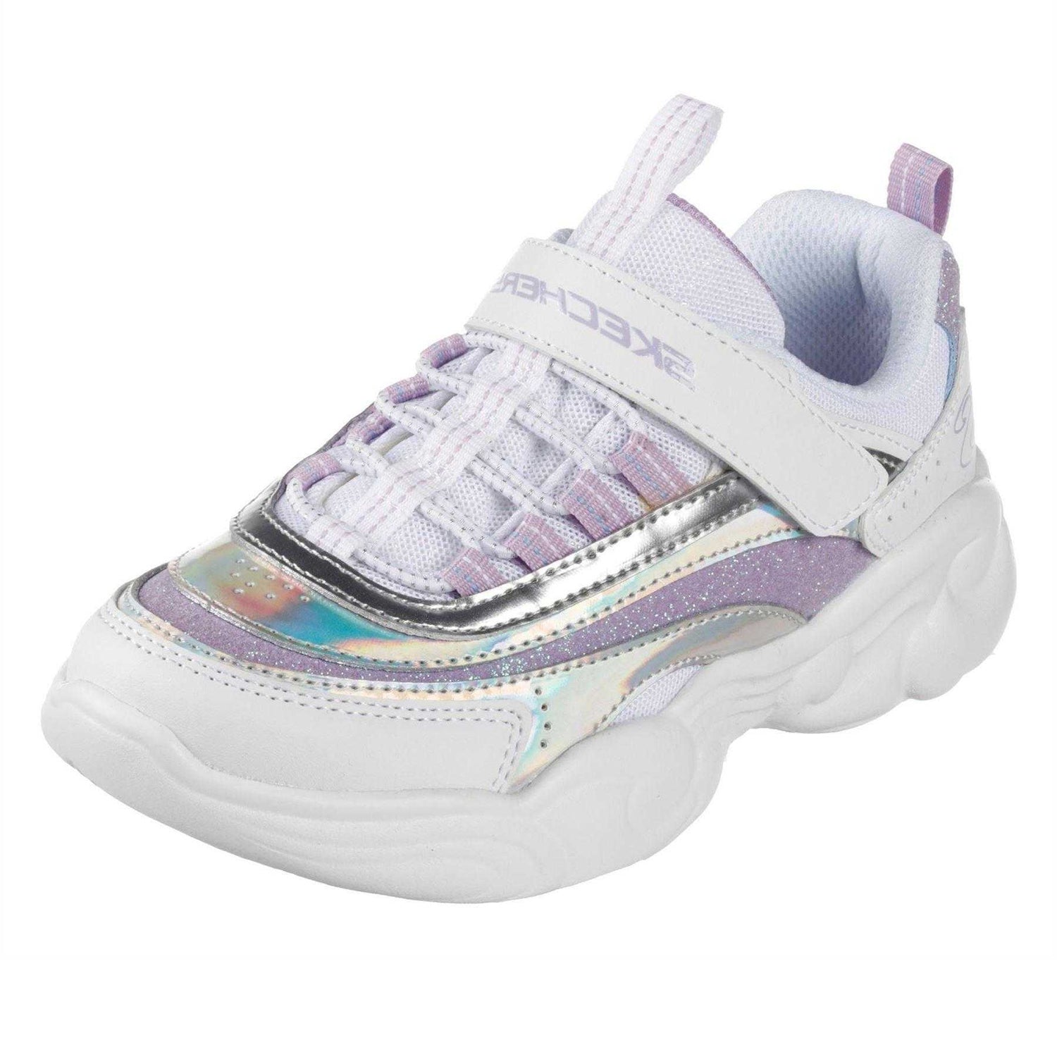 White-Lavender - Back - Skechers Childrens-Kids Low Cut Trainers