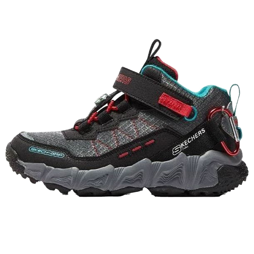Black-Red - Side - Skechers Boys Velocitrek Water Repellent Walking Shoes