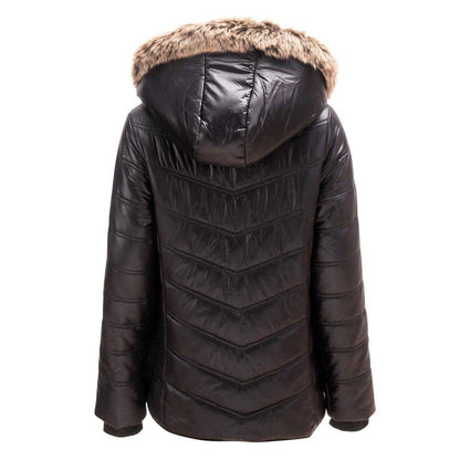 Black - Back - Firetrap Girls Luxe Bubble Faux Fur Hood Puffer Jacket