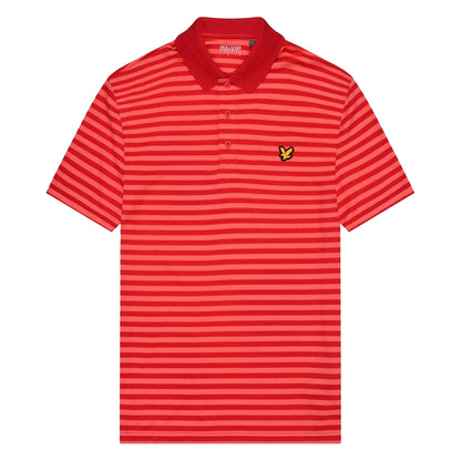 Red - Front - Lyle & Scott Mens Broad Stripe Golf Polo Shirt
