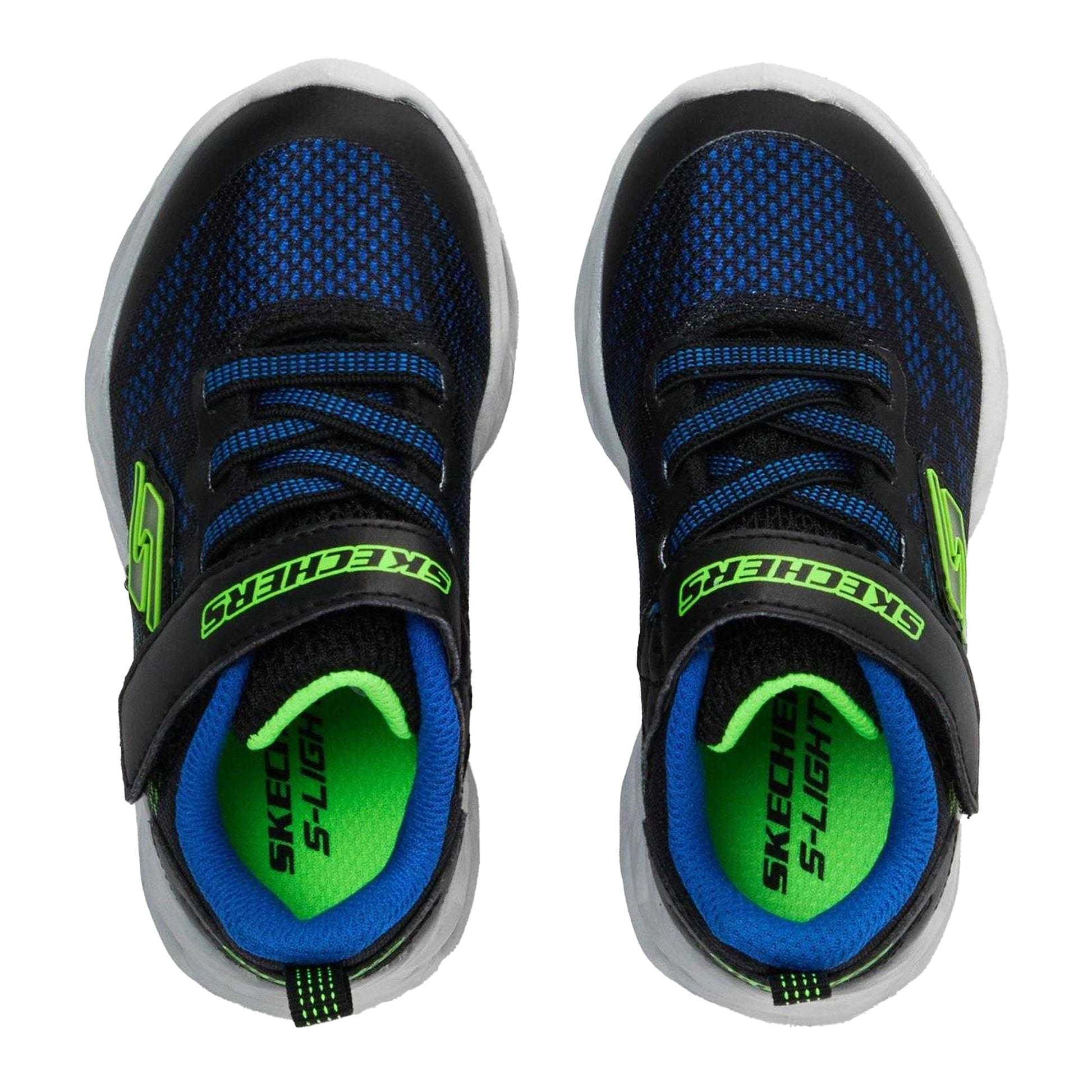 Black-Lime - Side - Skechers Childrens-Kids Vortex Flash Low Trainers