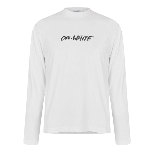 White - Front - Off White Mens Lightweight Long-Sleeved T-Shirt
