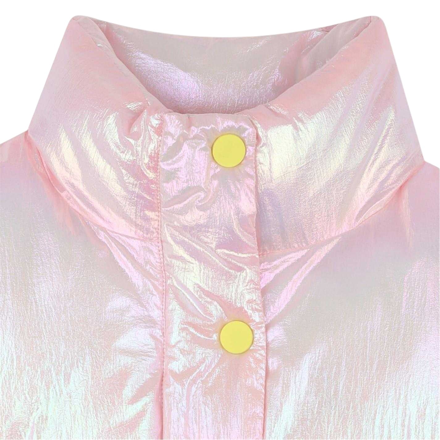 Peach Pink - Side - Billieblush Girls Iridescent Puffer Gilet