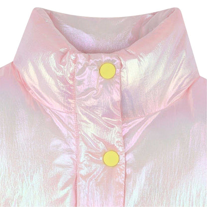 Peach Pink - Side - Billieblush Girls Iridescent Puffer Gilet