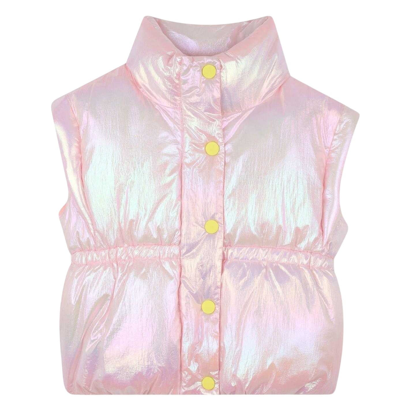 Peach Pink - Front - Billieblush Girls Iridescent Puffer Gilet