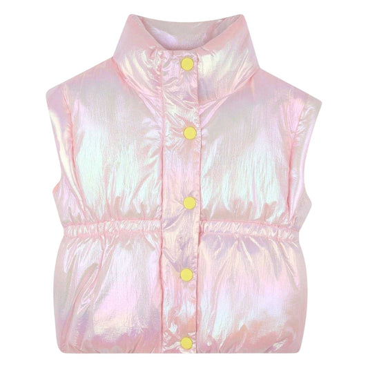 Peach Pink - Front - Billieblush Girls Iridescent Puffer Gilet