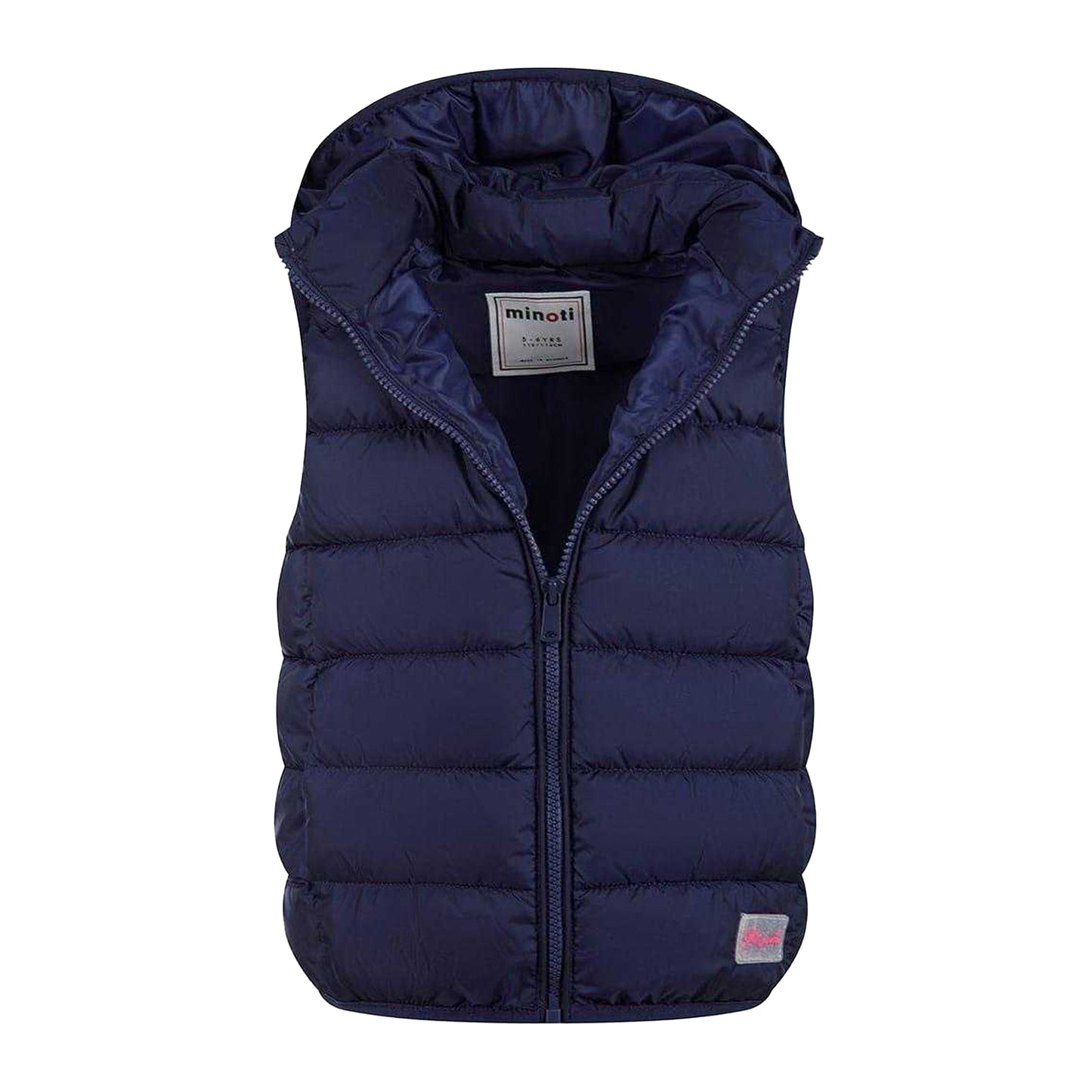 Dark Blue - Side - Minoti Girls Quilted Detachable Hood Gilet