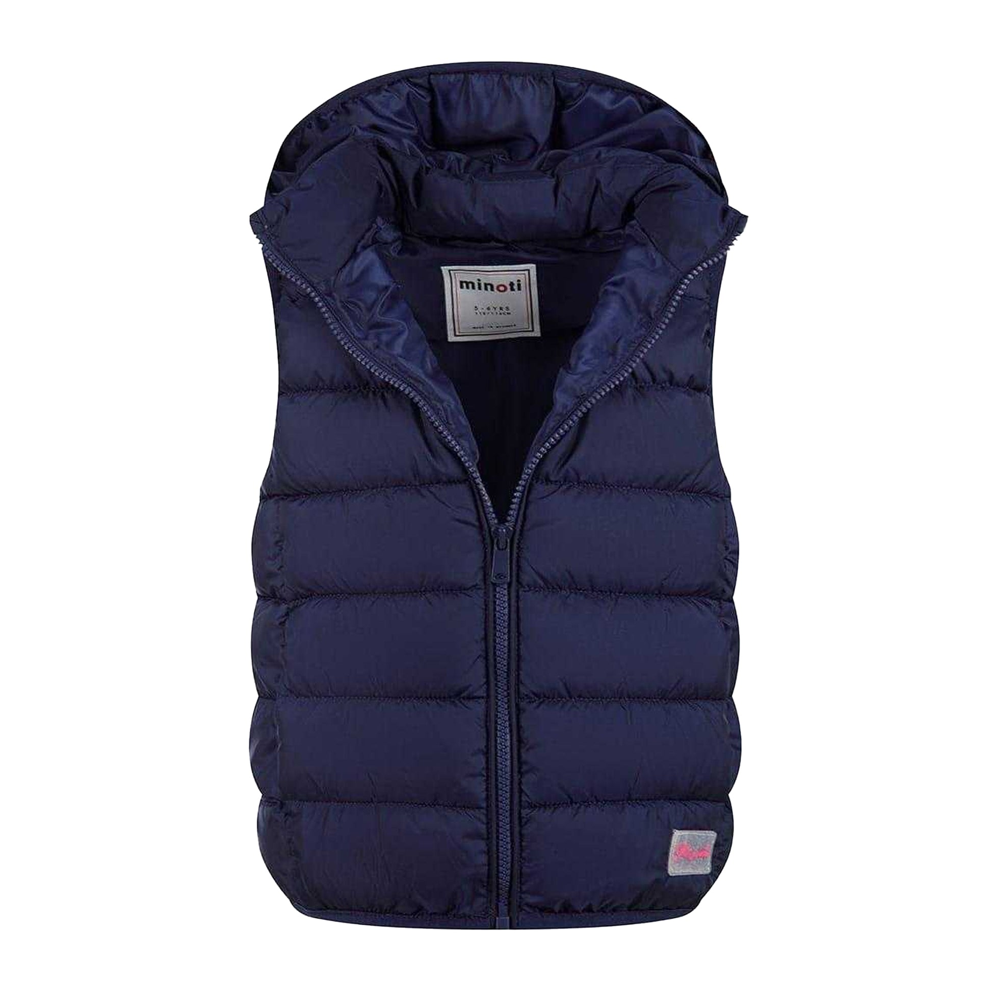 Dark Blue - Side - Minoti Girls Quilted Detachable Hood Gilet