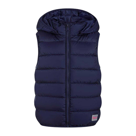 Dark Blue - Front - Minoti Girls Quilted Detachable Hood Gilet