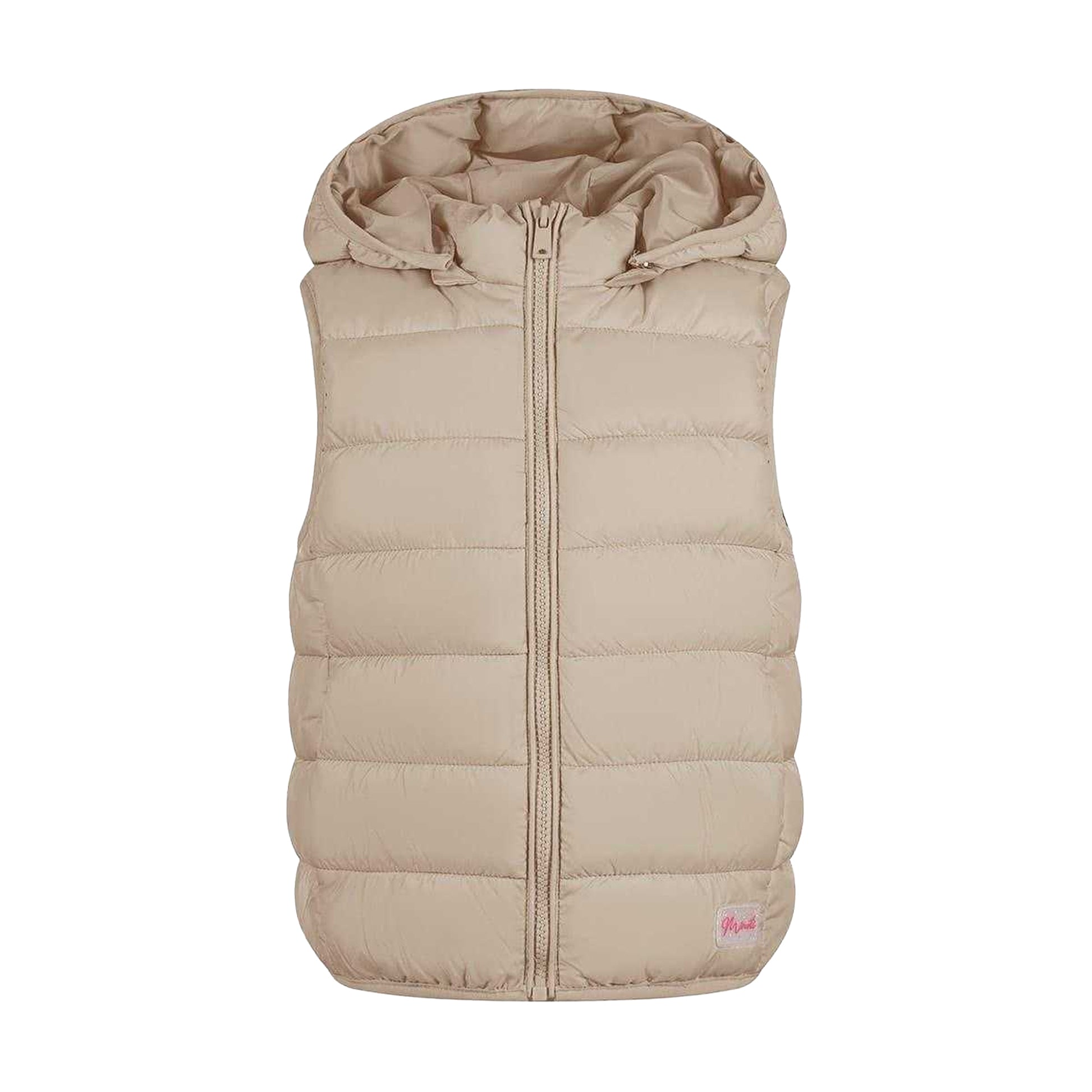Sand - Front - Minoti Girls Quilted Detachable Hood Gilet