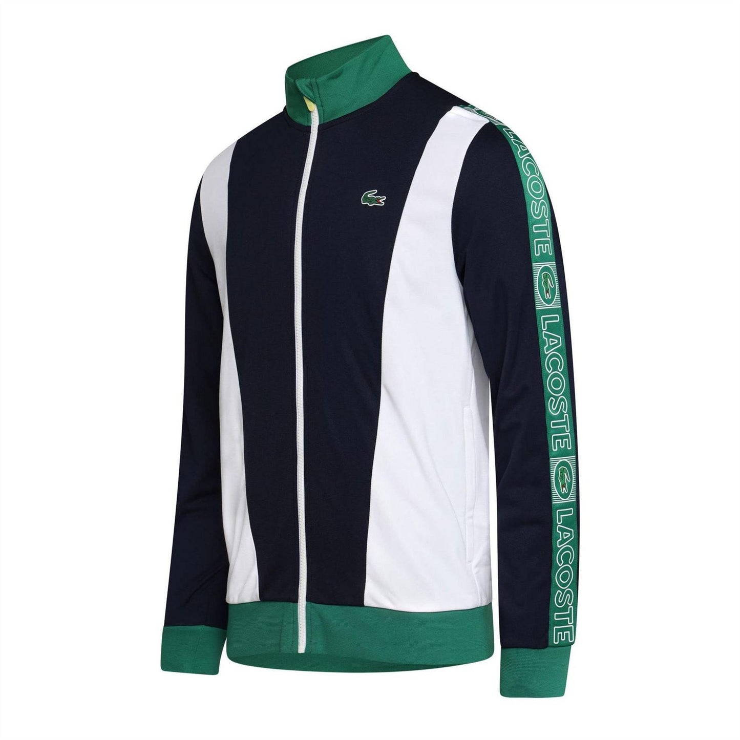 Navy-White-Green - Side - Lacoste Mens Logo Track Jacket