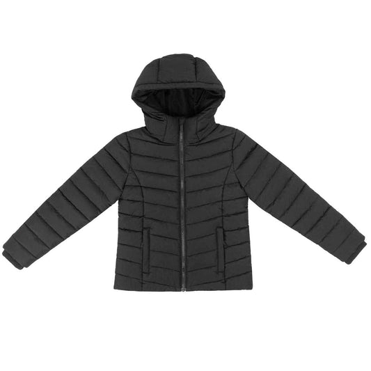 Black - Front - Slazenger Girls Hooded Padded Jacket