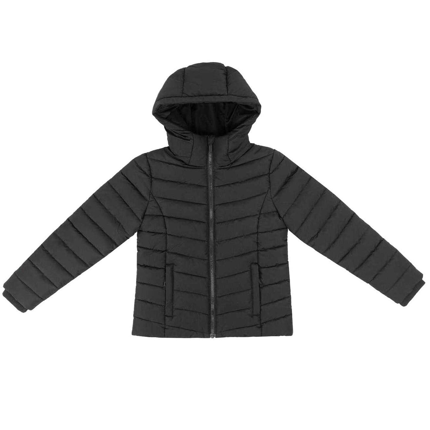 Black - Front - Slazenger Girls Hooded Padded Jacket
