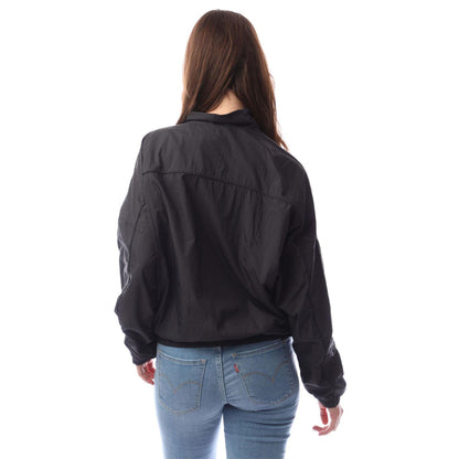 Black - Back - Adidas Womens-Ladies Essentials Balloon Sleeve Track Jacket