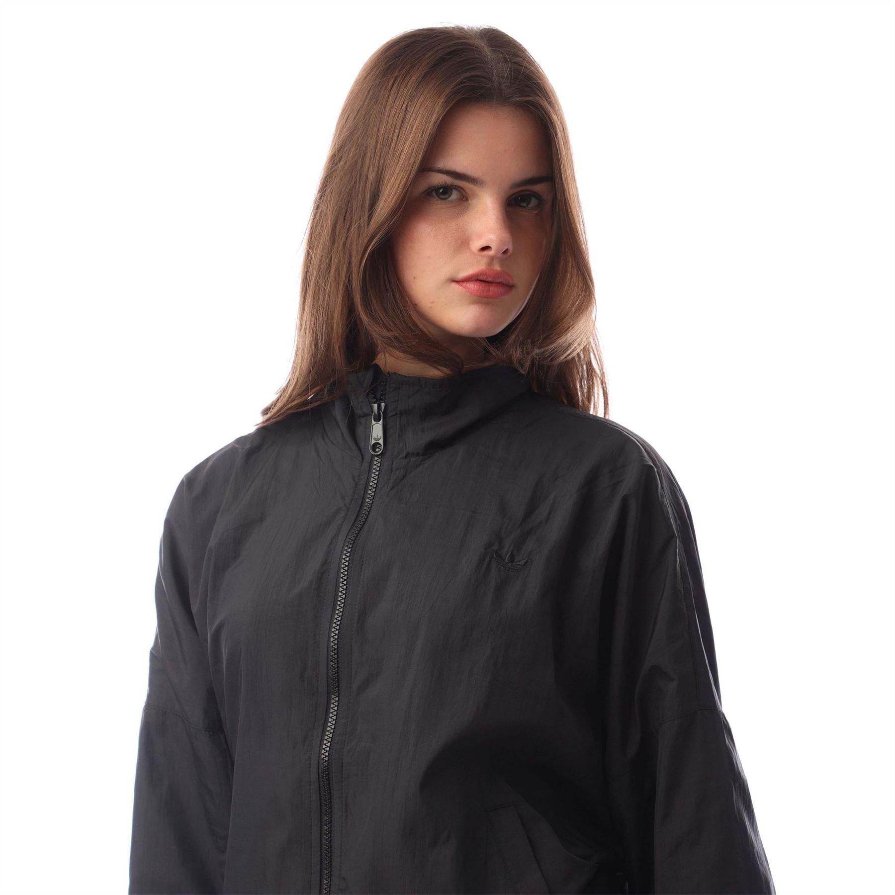 Black - Side - Adidas Womens-Ladies Essentials Balloon Sleeve Track Jacket