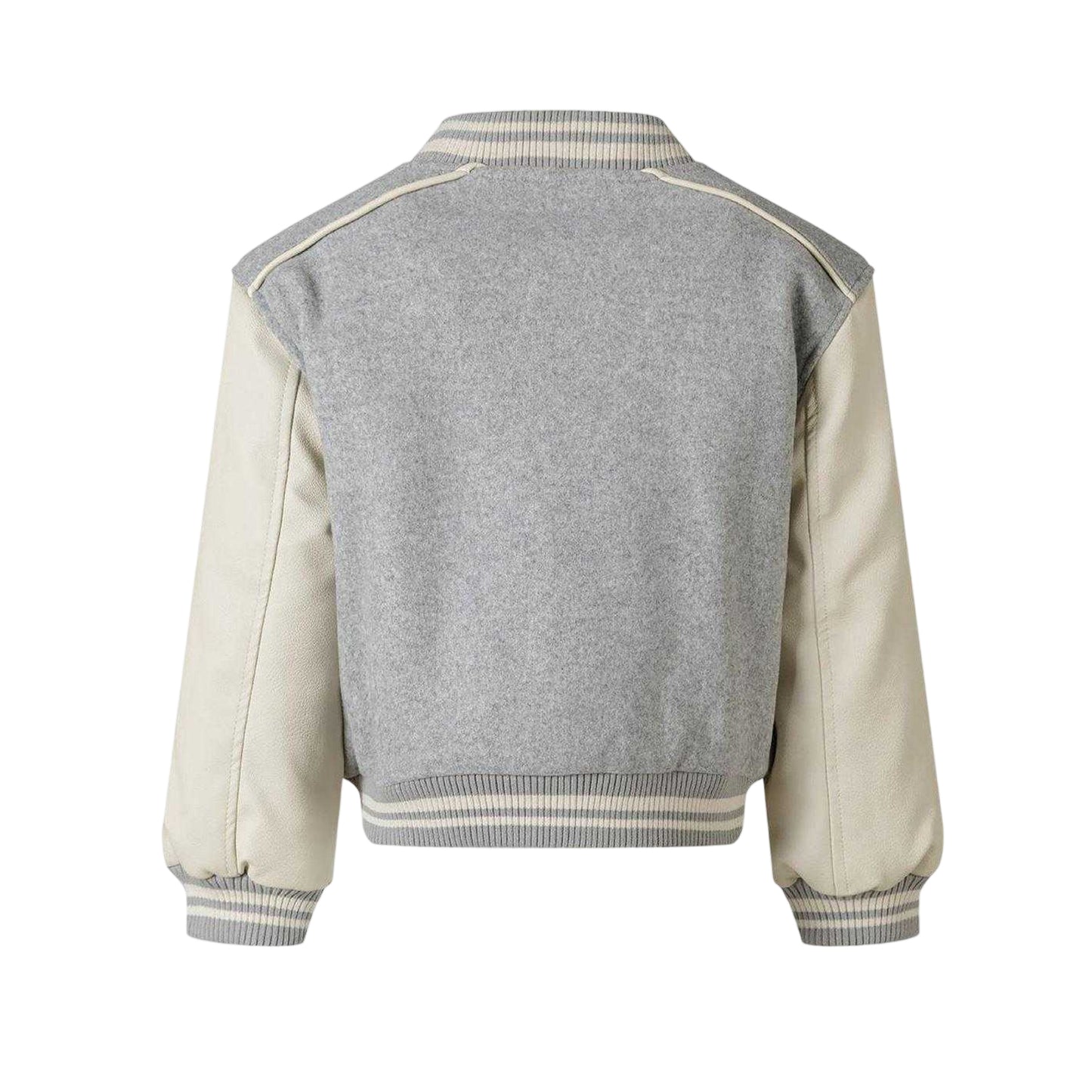 Light Grey - Back - Minoti Girls New York Contrast Appliqué Patch Varsity Jacket