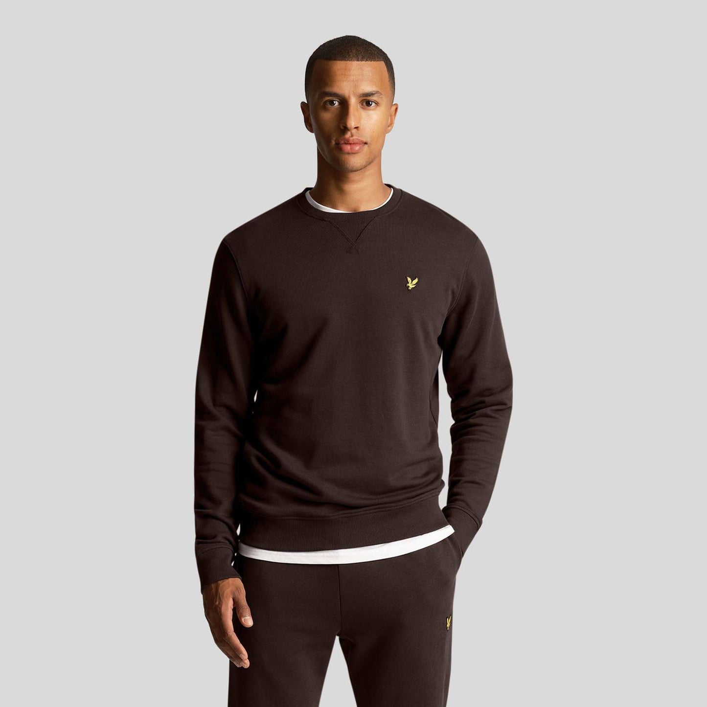 Dark Brown - Front - Lyle & Scott Mens Crew Neck Sweatshirt
