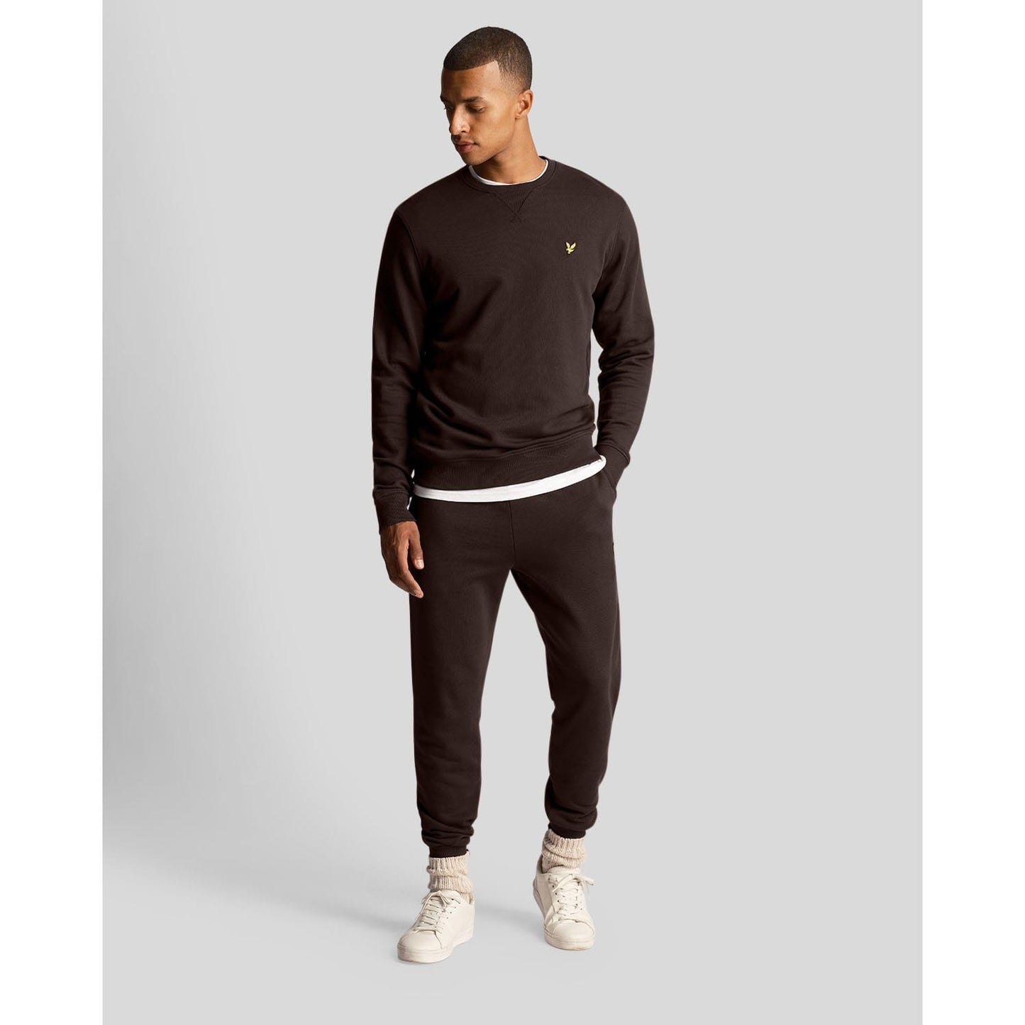 Dark Brown - Back - Lyle & Scott Mens Crew Neck Sweatshirt