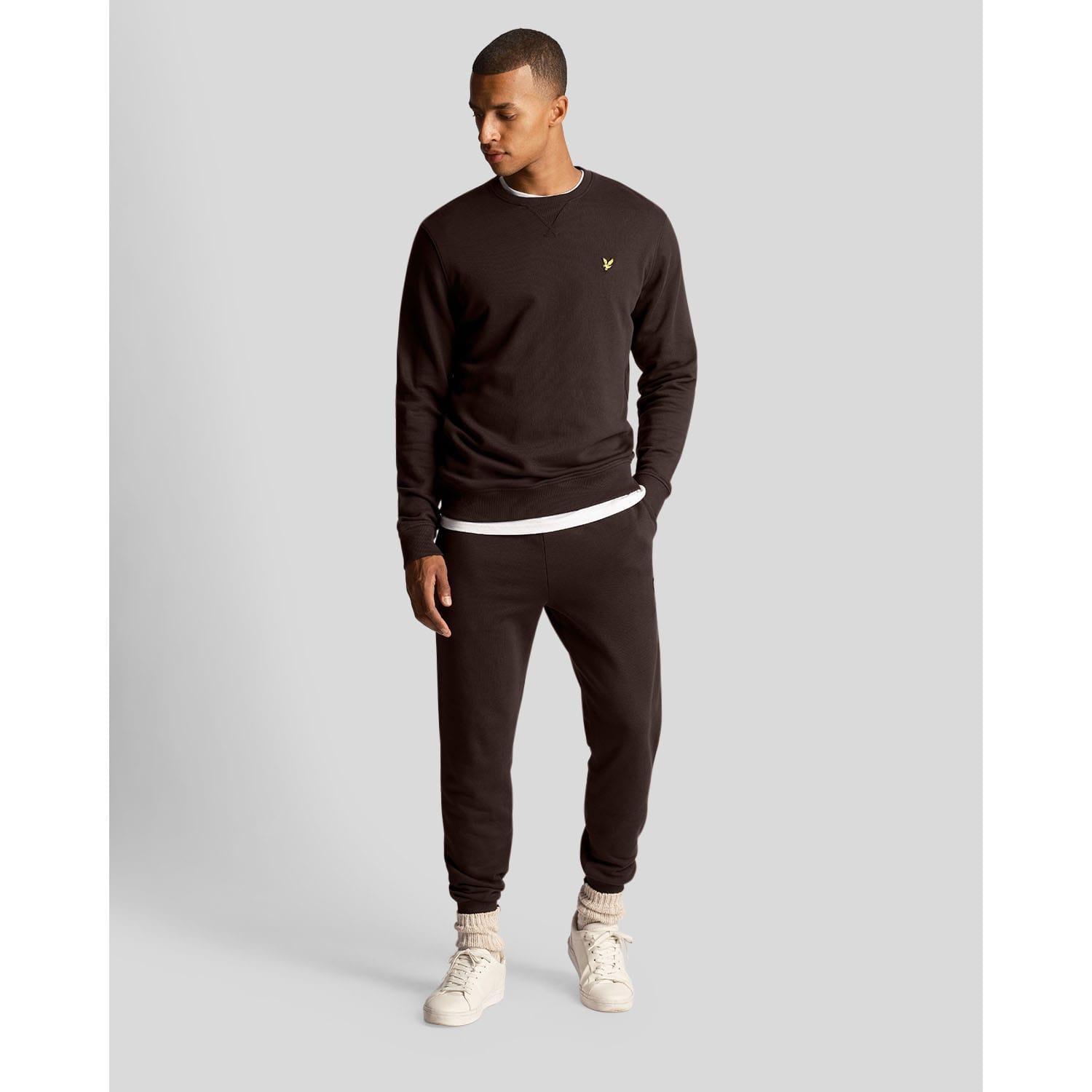 Dark Brown - Back - Lyle & Scott Mens Crew Neck Sweatshirt