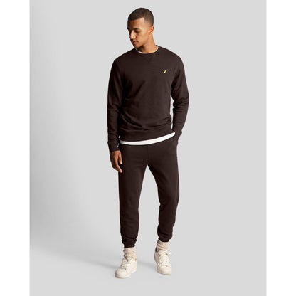 Dark Brown - Back - Lyle & Scott Mens Crew Neck Sweatshirt