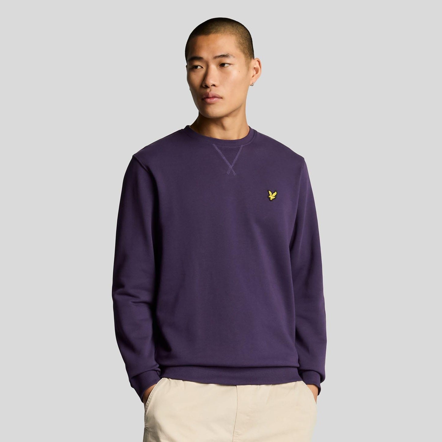 Purple - Close up - Lyle & Scott Mens Crew Neck Sweatshirt