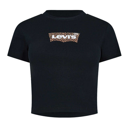Black - Front - Levis Womens-Ladies Criss-Cross Boxy T-Shirt