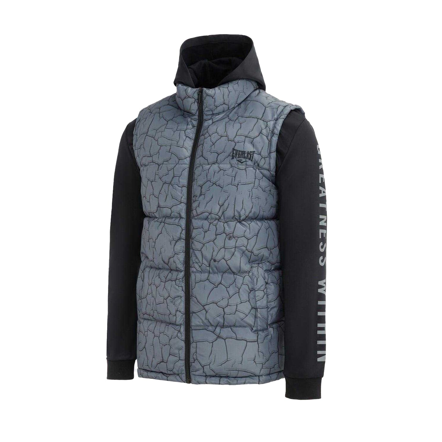 Charcoal - Side - Everlast Mens Cracked Quilted Hybrid Jacket
