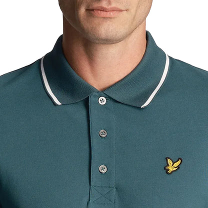 Green-White - Pack Shot - Lyle & Scott Mens Tipped Polo Shirt